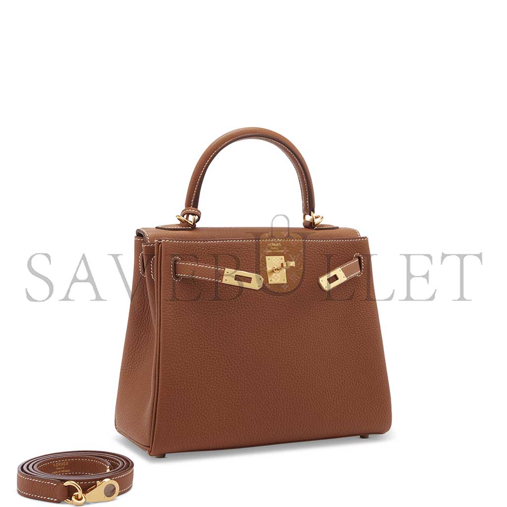 HERMÈS MASTER A GOLD TOGO LEATHER RETOURNÉ KELLY 25 WITH GOLD HARDWARE (25*17*7cm) 